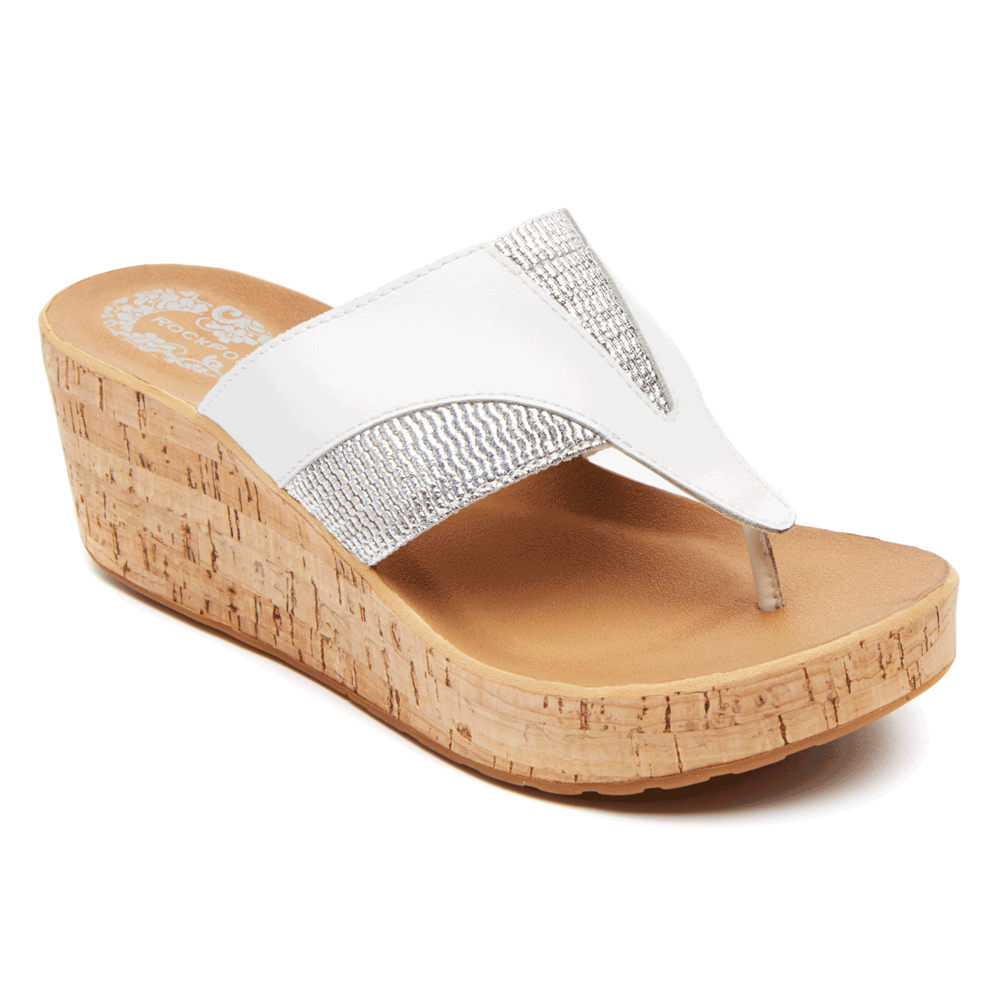 Rockport Womens Wedges White - Weekend Casuals Lanea Gore Thong - UK 840-DNYOIL